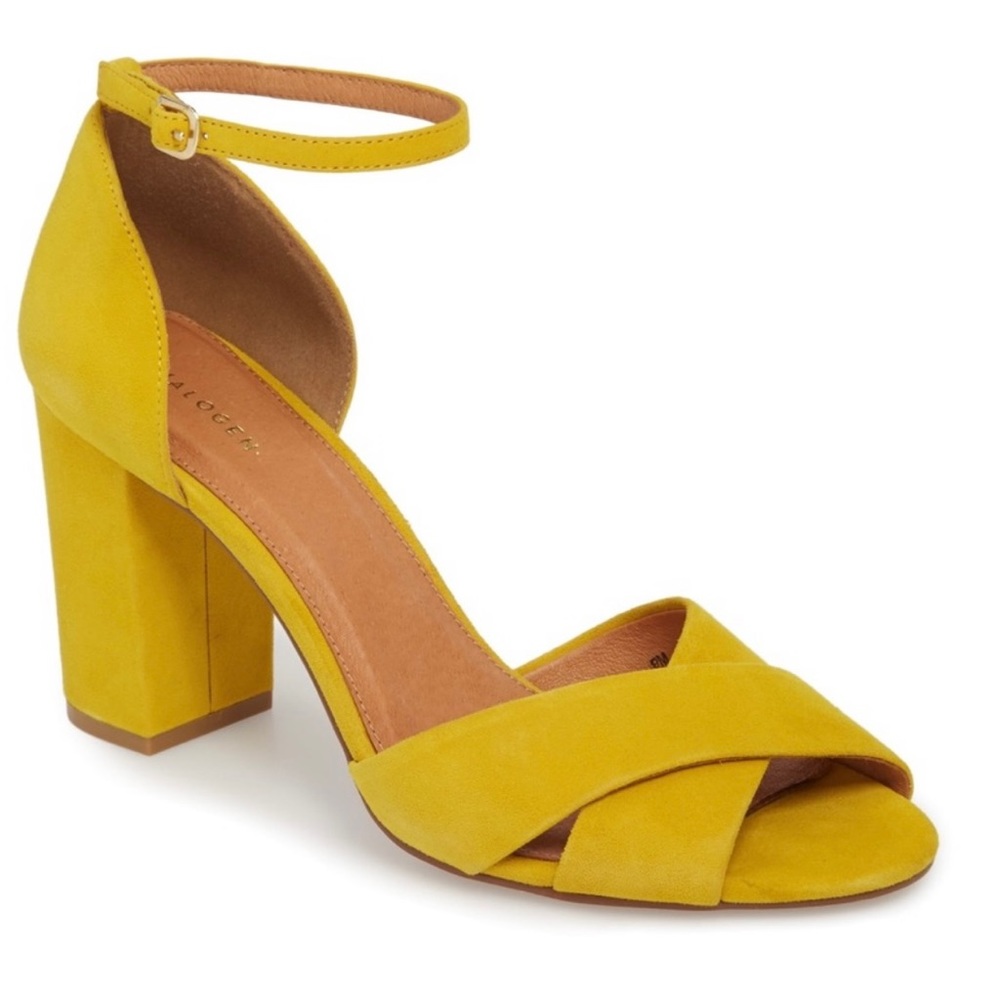Halogen Yellow Suede block heel sandal